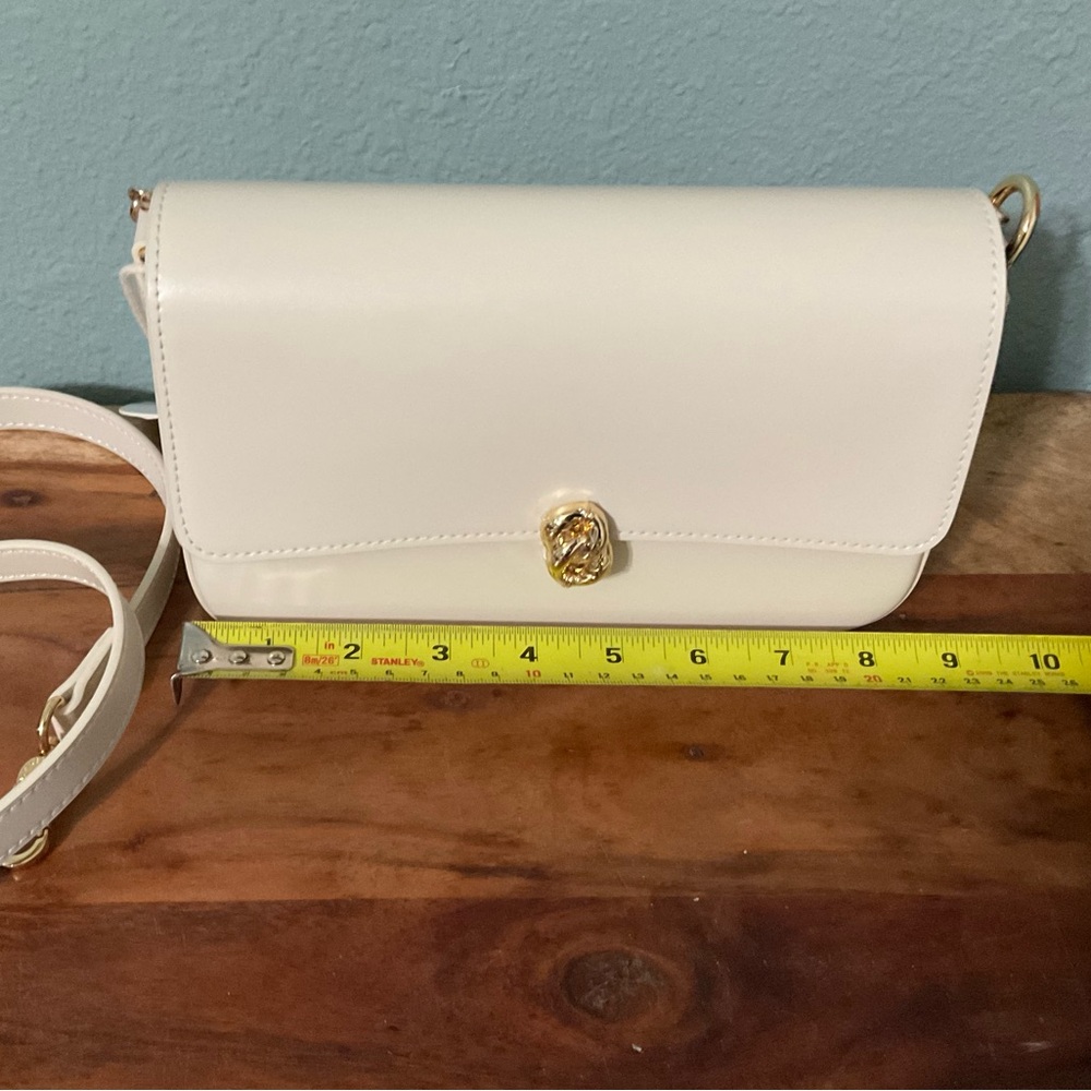 Chic Cream Crossbody Bag with Gold Accents